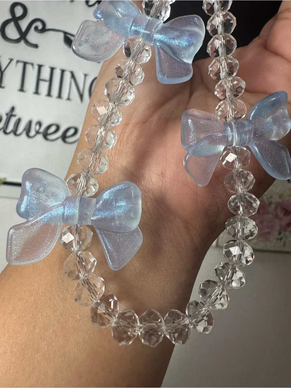 Bling Bling Crystal with Blue Bow Phone/Key/Bag Chain #P1099